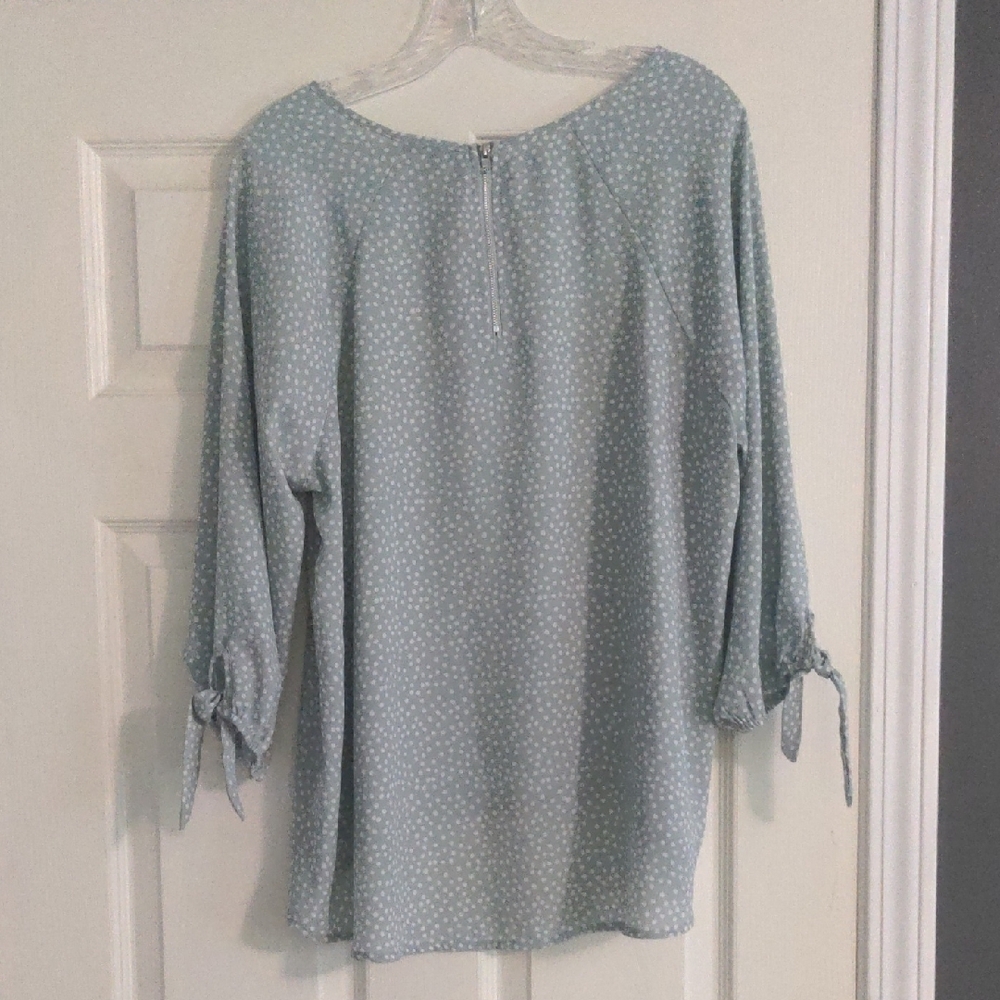 EUC✨ PAPERMOON XL mint/light blue Coraley 3/4 Tie Sleeve Blouse from Stitchfix - Picture 10 of 17
